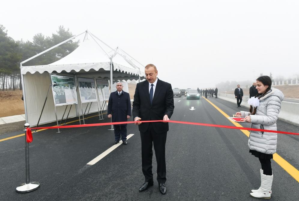 Azerbaijani president inaugurates 101-117th km section of Baku-Shamakhi-Yevlakh highway (PHOTO)