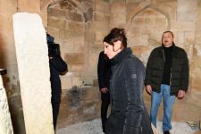 Azerbaijani president, first lady view landscaping work done around Shahkhandan tomb in Shamakhi (PHOTO)