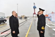 Azerbaijani president attends ceremony to launch first tanker built at Baku Shipyard (PHOTO)