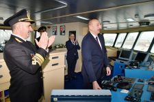Azerbaijani president attends ceremony to launch first tanker built at Baku Shipyard (PHOTO)