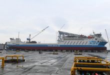Azerbaijani president attends ceremony to launch first tanker built at Baku Shipyard (PHOTO)