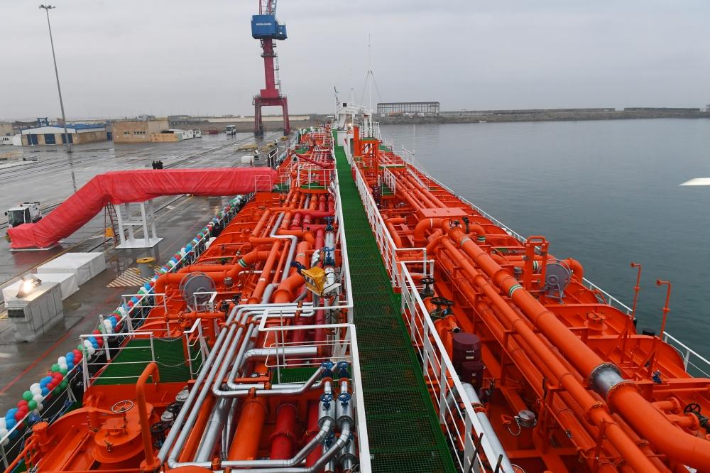 Azerbaijani president attends ceremony to launch first tanker built at Baku Shipyard (PHOTO)