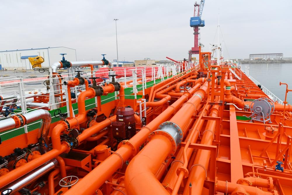 Azerbaijani president attends ceremony to launch first tanker built at Baku Shipyard (PHOTO)