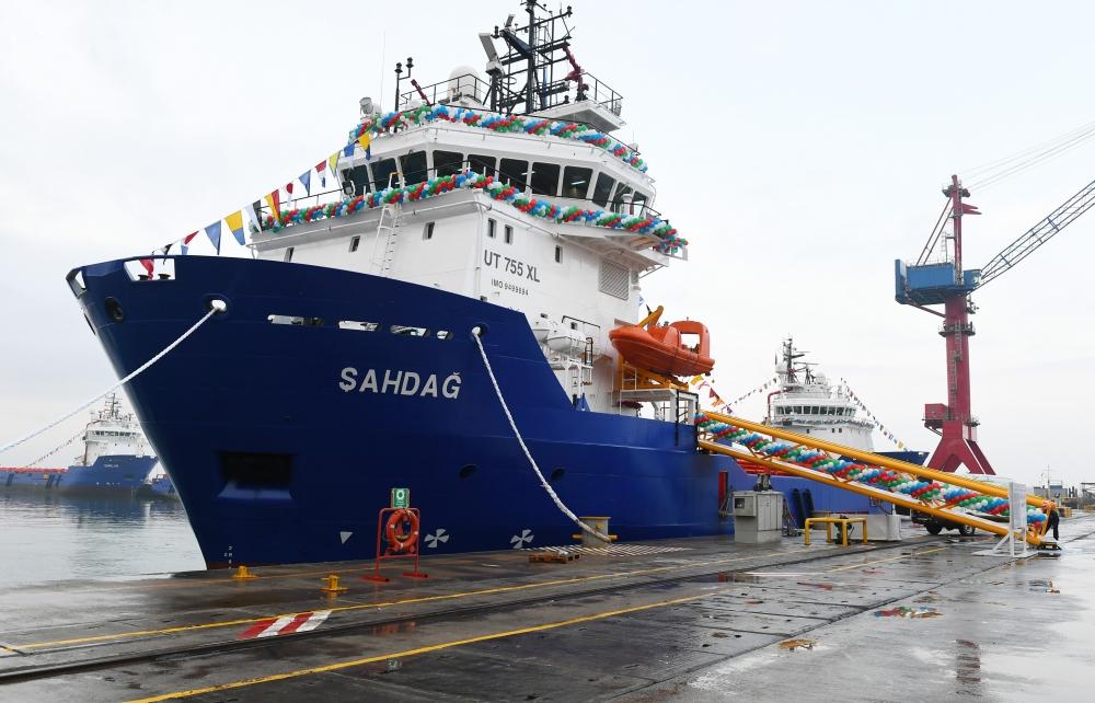 Azerbaijani president attends ceremony to launch first tanker built at Baku Shipyard (PHOTO)