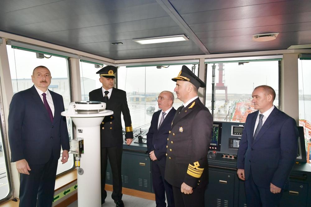 Azerbaijani president attends ceremony to launch first tanker built at Baku Shipyard (PHOTO)