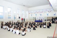 Members of Azerbaijan's national rhythmic gymnastics team meet with young athletes (PHOTO)