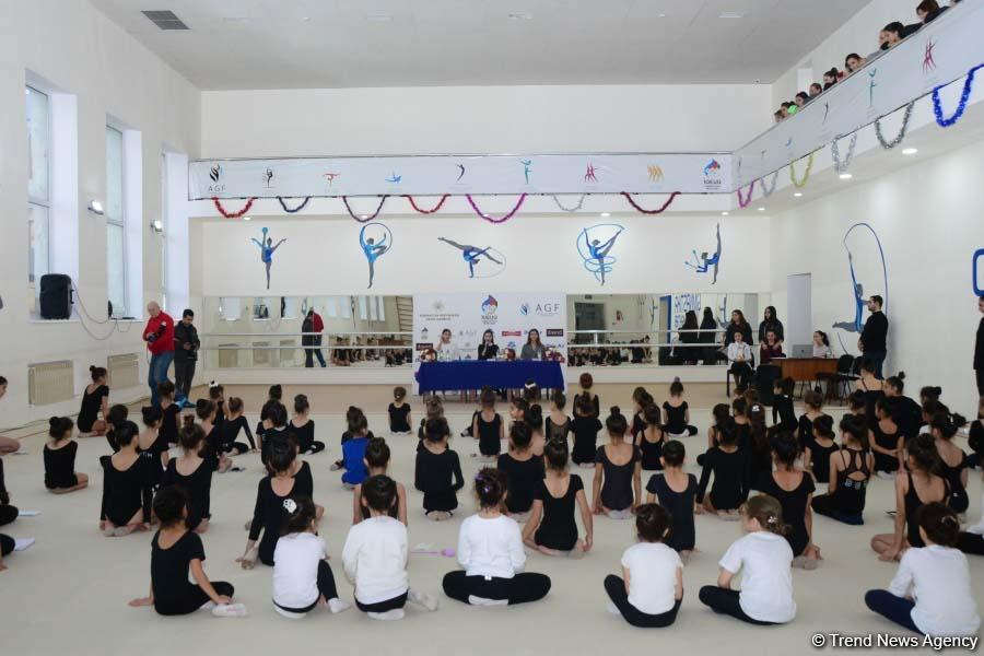 Members of Azerbaijan's national rhythmic gymnastics team meet with young athletes (PHOTO)