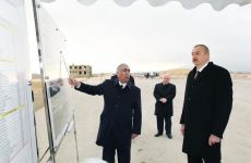 President Ilham Aliyev views construction at Baku-Guba-Russia state border highway (PHOTO)