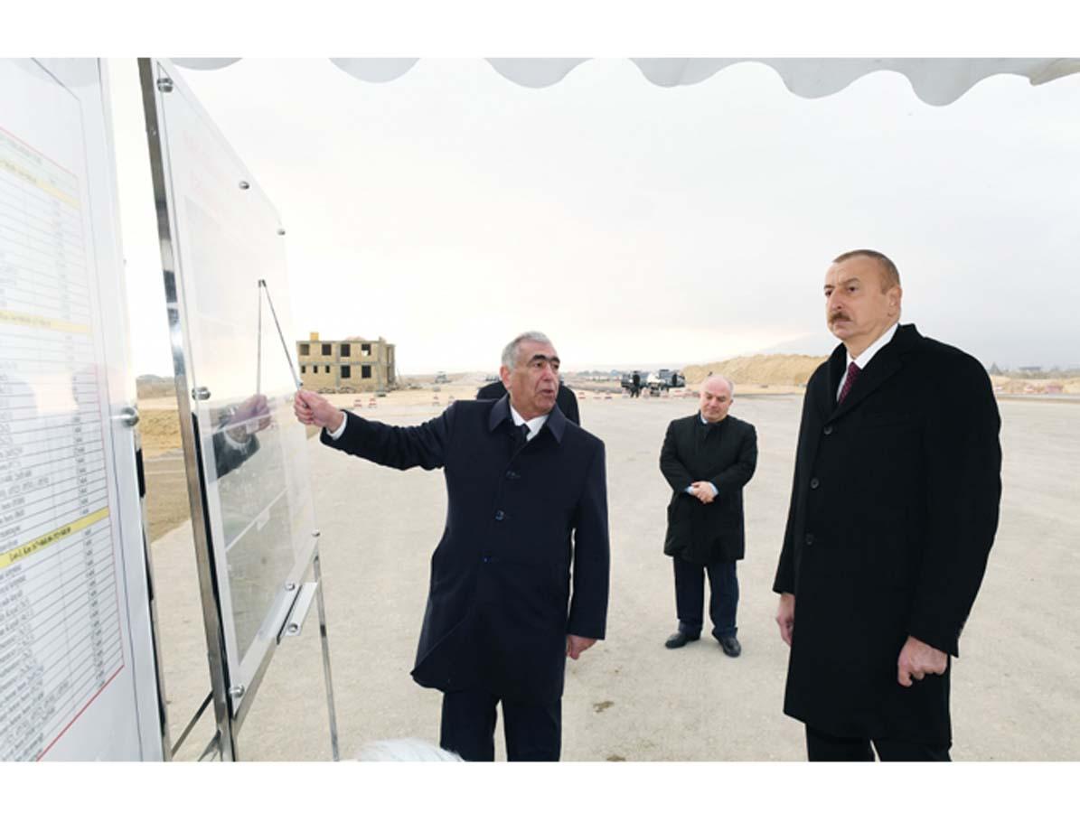 President Ilham Aliyev views construction at Baku-Guba-Russia state border highway (PHOTO)