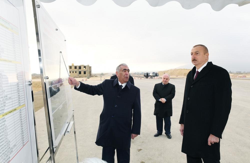 President Ilham Aliyev views construction at Baku-Guba-Russia state border highway (PHOTO)