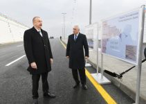 Azerbaijani president inaugurates highway tunnel in Pirshaghi settlement (PHOTO)