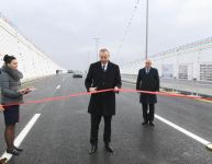 Azerbaijani president inaugurates highway tunnel in Pirshaghi settlement (PHOTO)