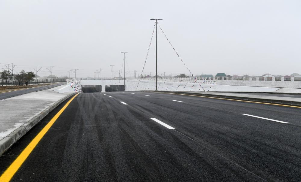 Azerbaijani president inaugurates highway tunnel in Pirshaghi settlement (PHOTO)