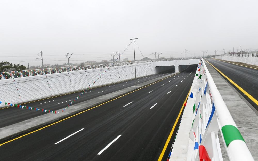 Azerbaijani president inaugurates highway tunnel in Pirshaghi settlement (PHOTO)