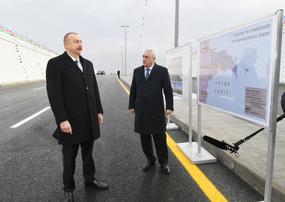 Azerbaijani president inaugurates highway tunnel in Pirshaghi settlement (PHOTO)