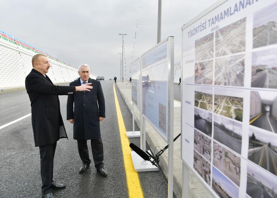 Azerbaijani president inaugurates highway tunnel in Pirshaghi settlement (PHOTO)