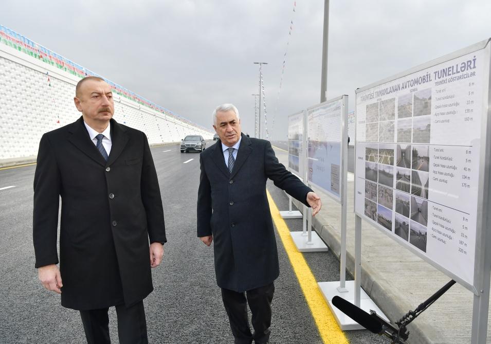 Azerbaijani president inaugurates highway tunnel in Pirshaghi settlement (PHOTO)