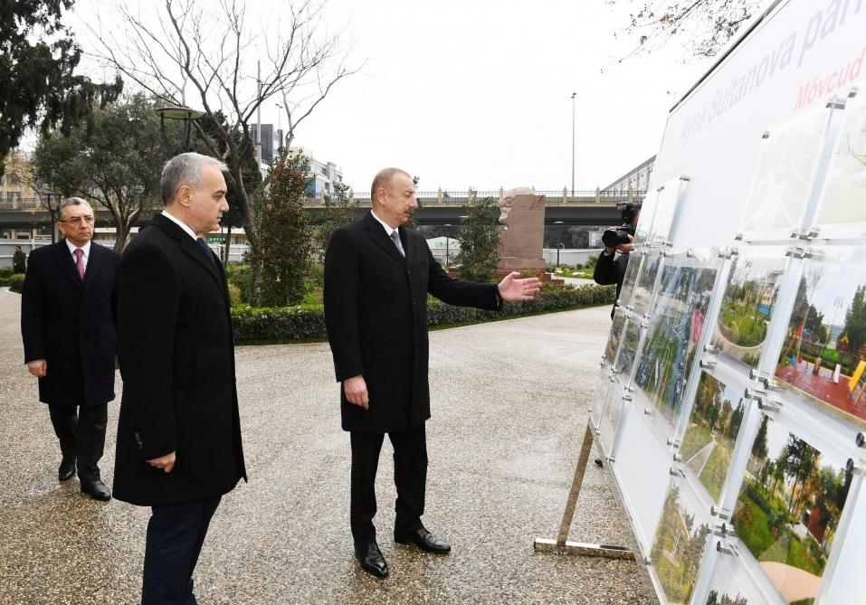 President Ilham Aliyev views ongoing renovation works in another park in Baku (PHOTO)