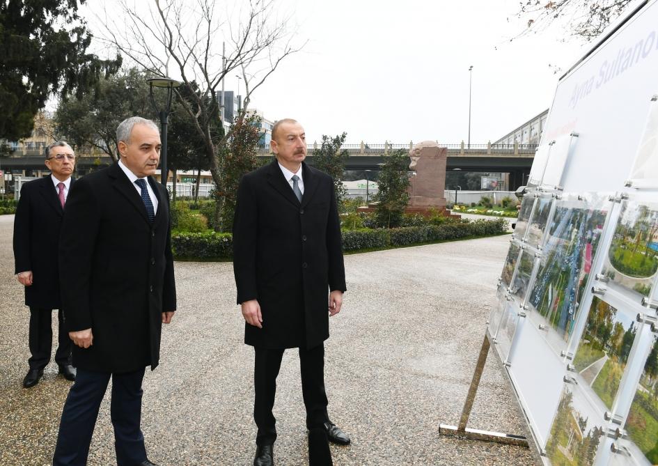 President Ilham Aliyev views ongoing renovation works in another park in Baku (PHOTO)