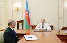 President Ilham Aliyev receives Vugar Ahmadov on his appointment as chairman of Azerishig Open Joint Stock Company (PHOTO)