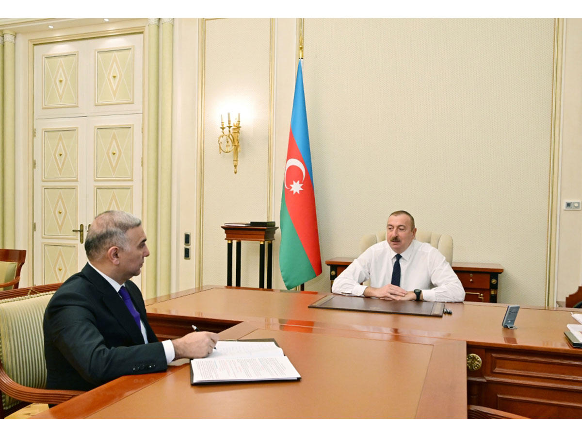 President Ilham Aliyev receives Vugar Ahmadov on his appointment as chairman of Azerishig Open Joint Stock Company (PHOTO)