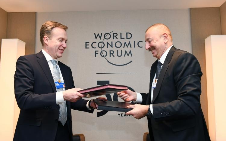 President Ilham Aliyev met with President of World Economic Forum in Davos