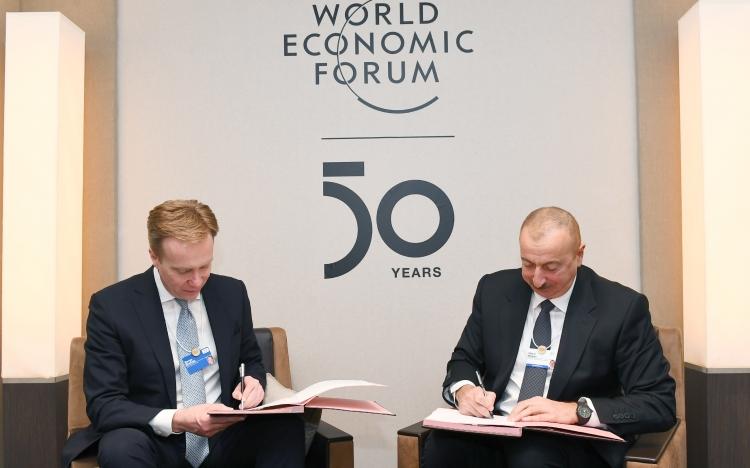 President Ilham Aliyev met with President of World Economic Forum in Davos