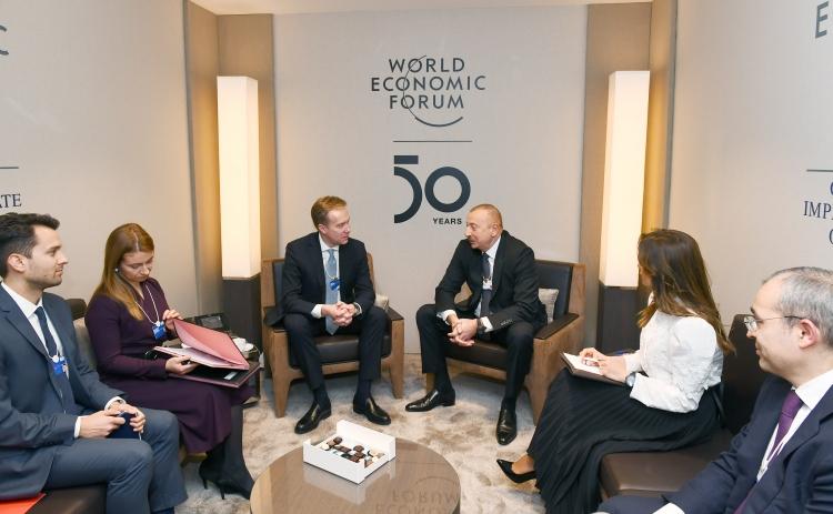President Ilham Aliyev met with President of World Economic Forum in Davos