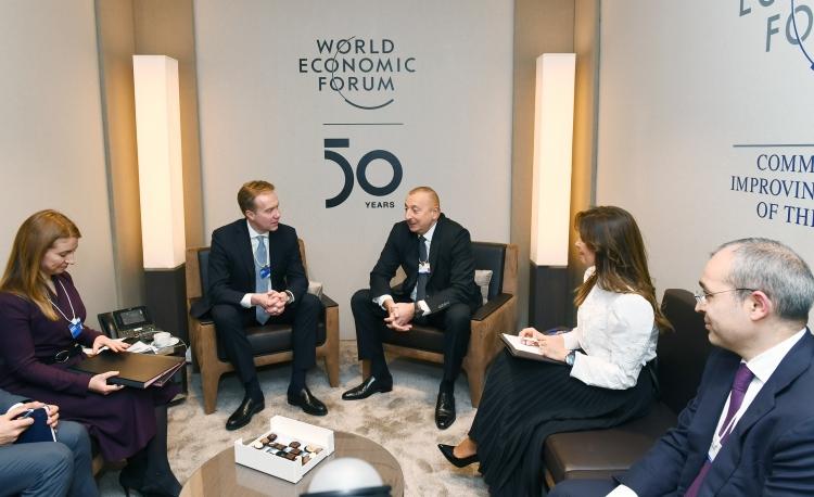 President Ilham Aliyev met with President of World Economic Forum in Davos