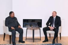President Ilham Aliyev meets OPEC Secretary General in Davos (PHOTO)