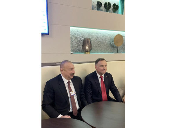 Azerbaijani president meets with Polish president in Davos (PHOTO)