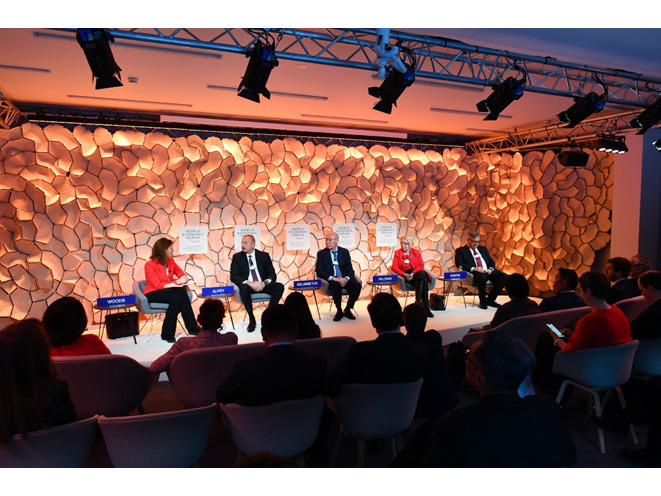 Azerbaijani president attends panel discussion on “Strategic Outlook: Eurasia” held as part of WEF (PHOTO)