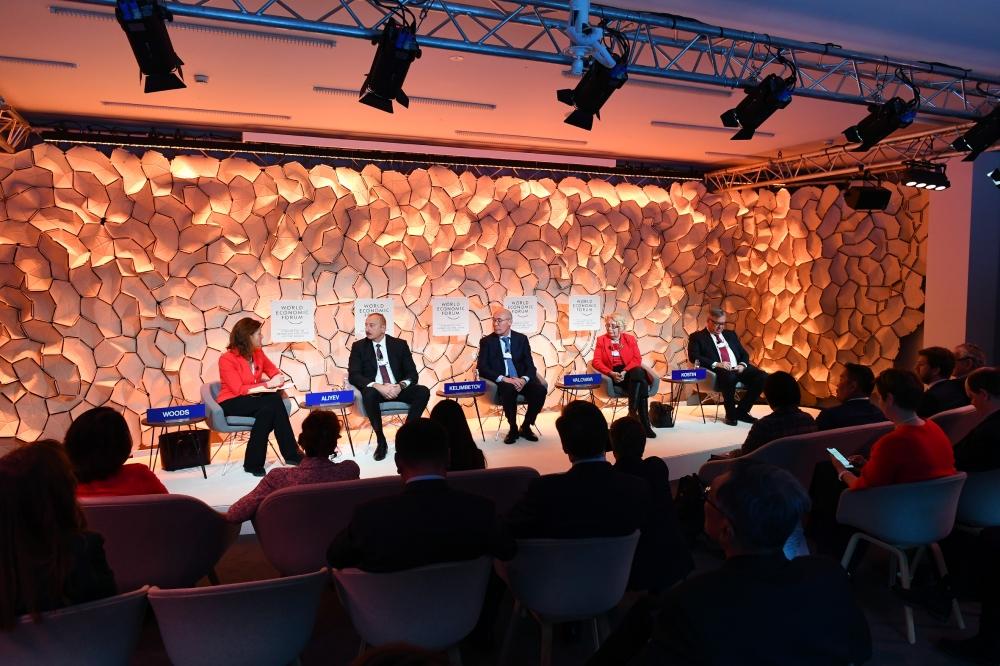 Azerbaijani president attends panel discussion on “Strategic Outlook: Eurasia” held as part of WEF (PHOTO)