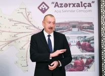President Ilham Aliyev attends opening of Kurdamir branch of “Azerkhalcha” OJSC (PHOTO)