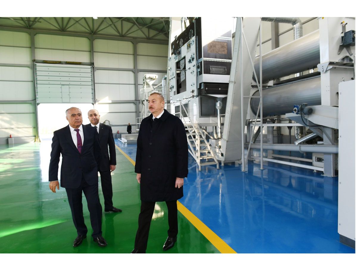 President Ilham Aliyev attends presentation of agropark owned by Global Agro LLC in Kurdamir