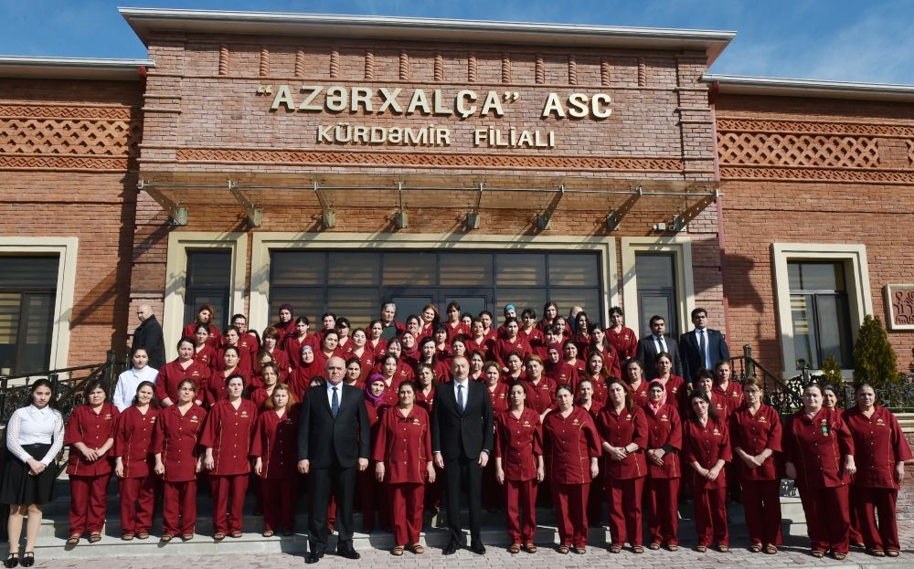President Ilham Aliyev attends opening of Kurdamir branch of “Azerkhalcha” OJSC (PHOTO)