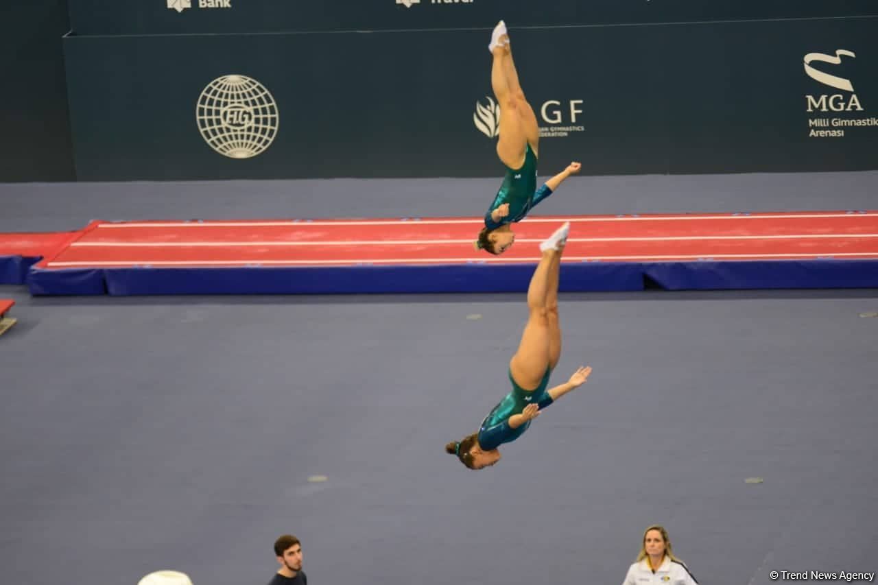 Russian gymnasts rank first in synchronized trampoline program at FIG World Cup in Baku