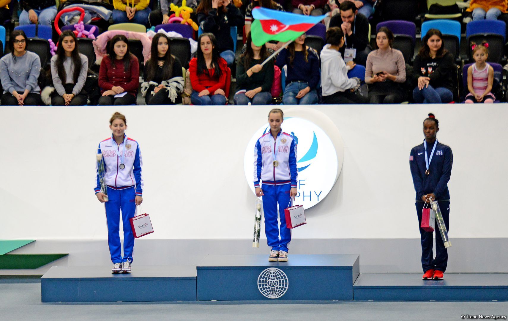 Baku hosts awarding ceremony for winners of individual tumbling program at FIG World Cup in Trampoline Gymnastics & Tumbling (PHOTO)