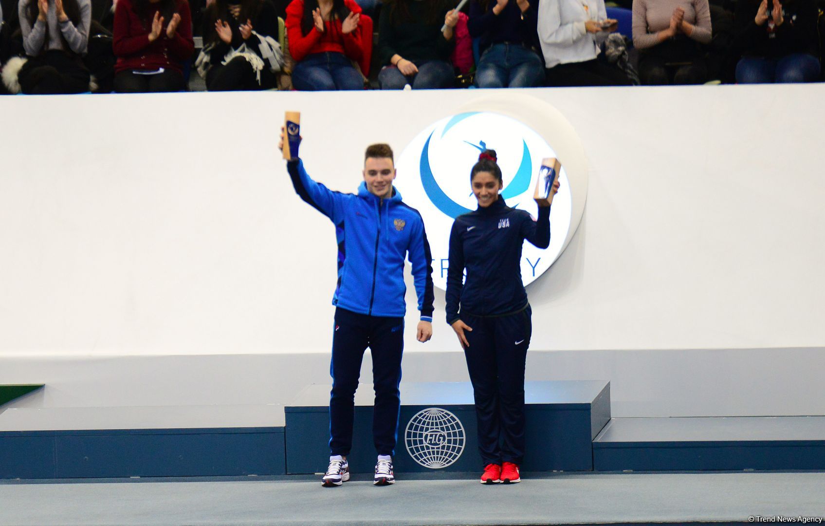 Baku hosts awarding ceremony for winners of individual tumbling program at FIG World Cup in Trampoline Gymnastics & Tumbling (PHOTO)