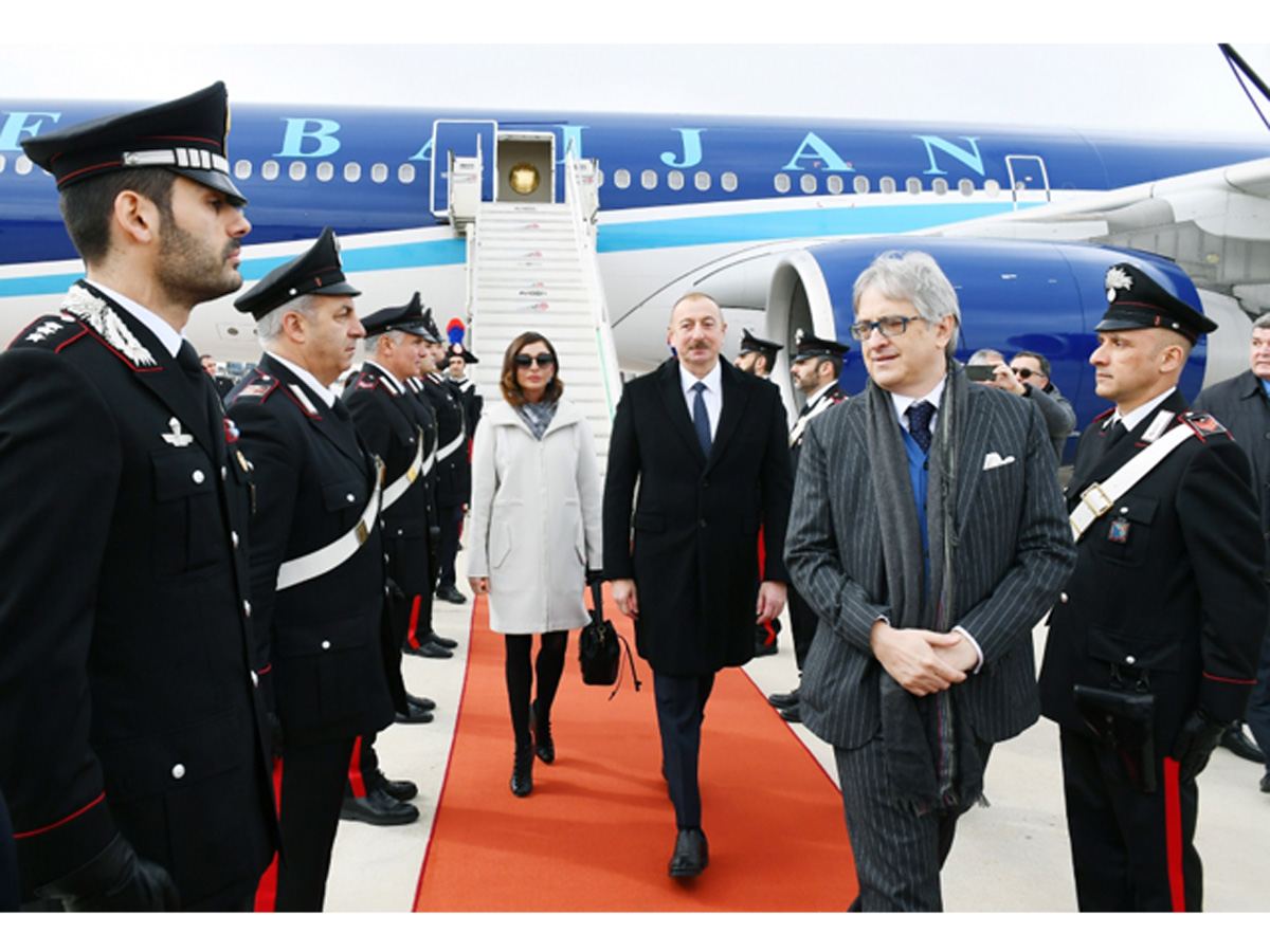 Azerbaijani president arrives in Italy for state visit (PHOTO)