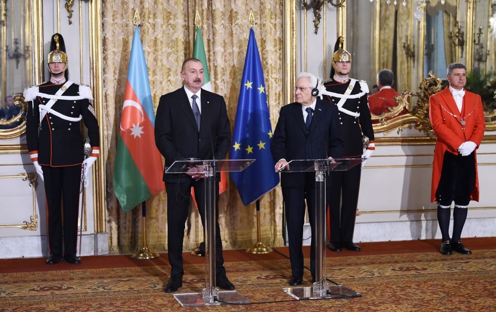 Azerbaijani, Italian presidents made press statements (PHOTO/VIDEO)
