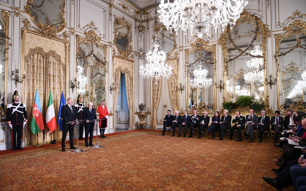 Azerbaijani, Italian presidents made press statements (PHOTO/VIDEO)