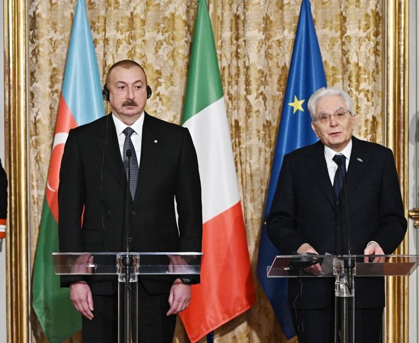 Azerbaijani, Italian presidents made press statements (PHOTO/VIDEO)