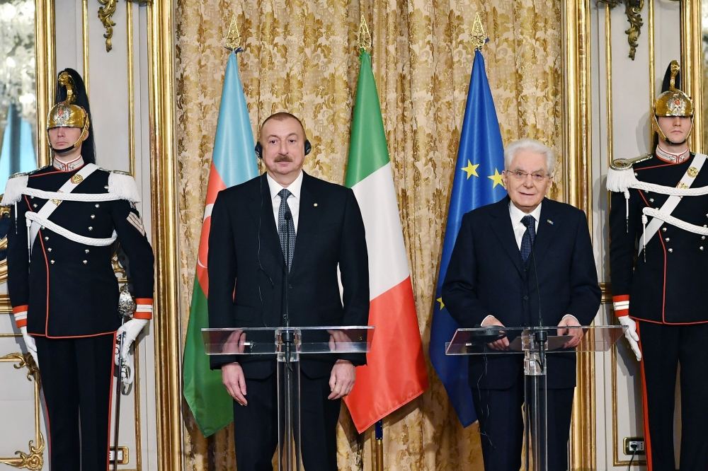Azerbaijani, Italian presidents made press statements (PHOTO/VIDEO)