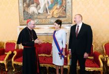 Azerbaijan’s President Ilham Aliyev, First Lady Mehriban Aliyeva meet with Vatican Secretary of State Cardinal (PHOTO)