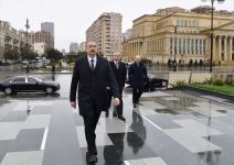 Azerbaijani president visits newly-built park with statue of Shah Ismail Khatai (PHOTO/VIDEO)