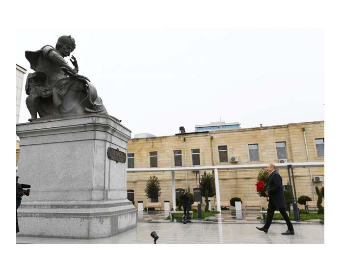 Azerbaijani president visits newly-built park with statue of Shah Ismail Khatai (PHOTO/VIDEO)