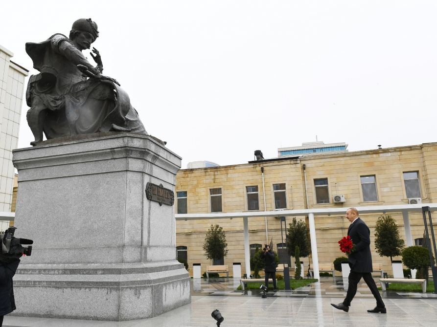Azerbaijani president visits newly-built park with statue of Shah Ismail Khatai (PHOTO/VIDEO)