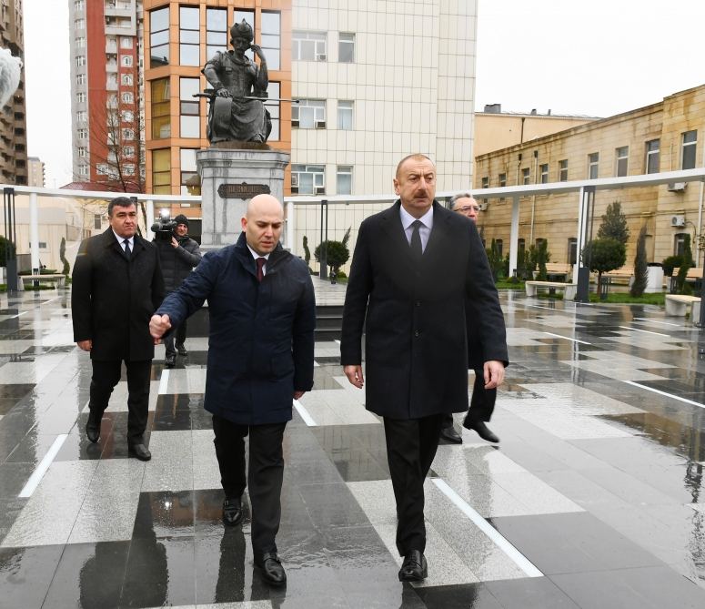 Azerbaijani president visits newly-built park with statue of Shah Ismail Khatai (PHOTO/VIDEO)
