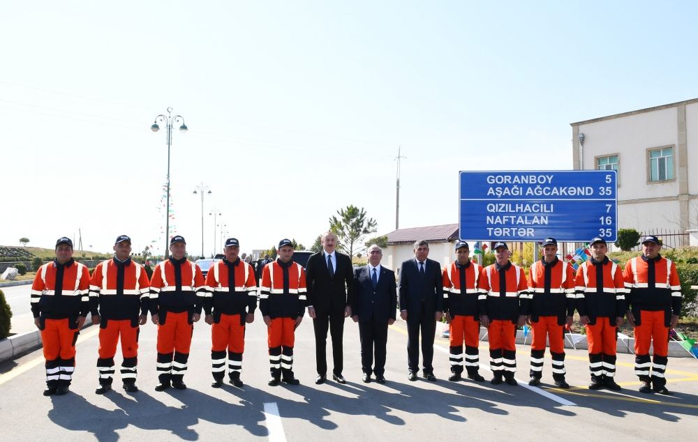 Azerbaijani president inaugurates Gizilhajili-Goranboy-Goran-Rahimli-Veyisli-Gazanbulag-Borsunlu highway (PHOTO)